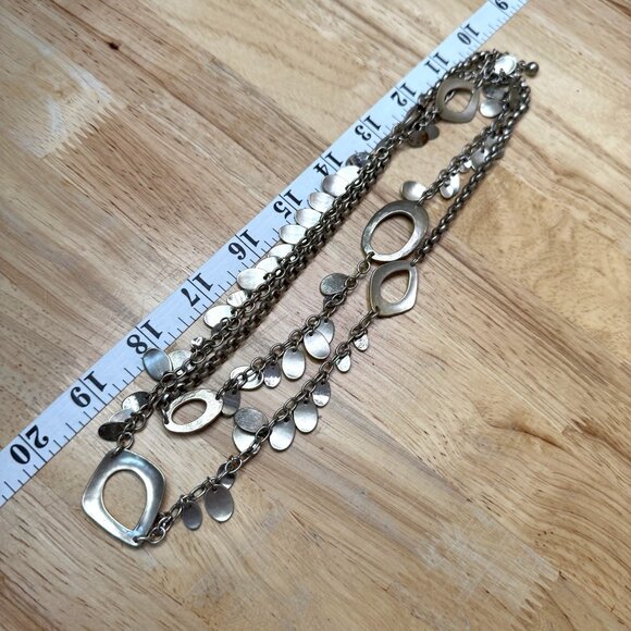 Chicos Silver-Tone Mixed Metal Long Statement Necklace Boho, Gypsy, Southwestern - Picture 2 of 6